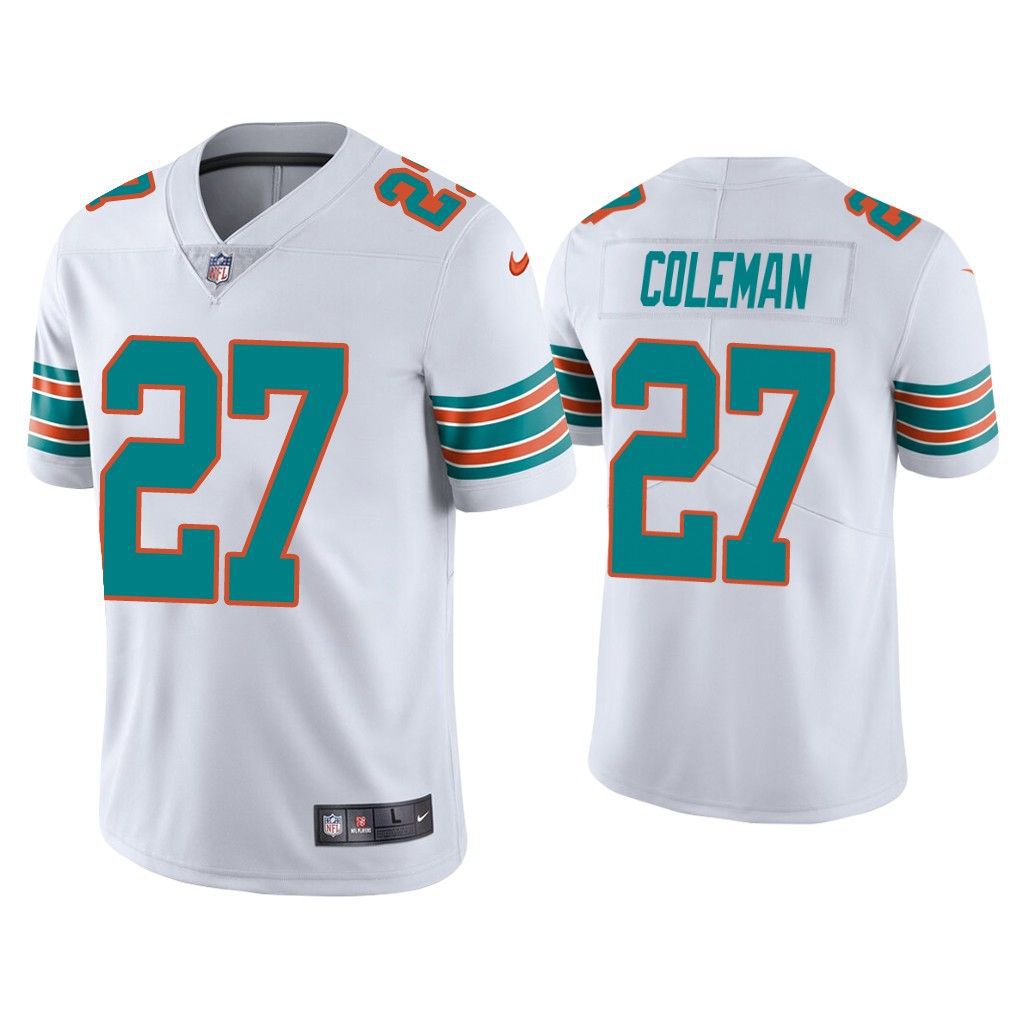Men Miami Dolphins 27 Justin Coleman Nike White Vapor Limited NFL Jersey